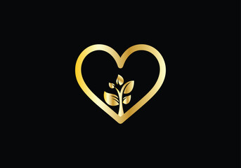 Eco Heart Logo, Leaf Heart Logo, Agriculture and Farming logo vector design