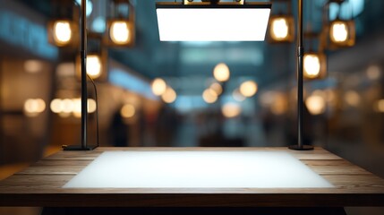 Empty wooden table night