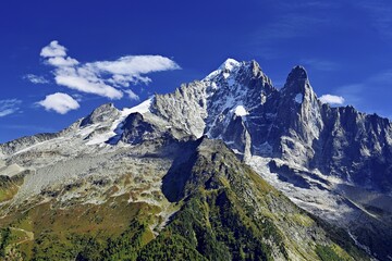 From Left Snowcovered Aiguille Verte