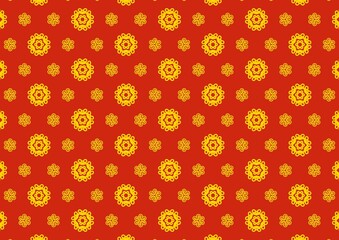 Abstract Floral Geometric Red Background Seamless Pattern 