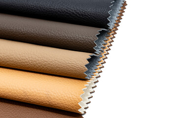 Palette of multi-colored pieces of genuine leather. Accessories for sewing. Leather material
