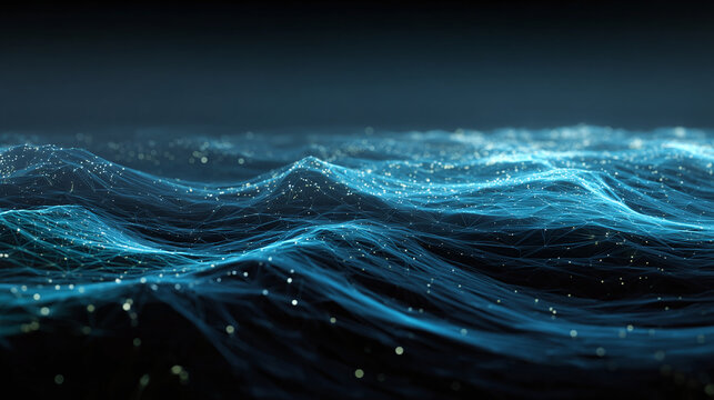 A mesmerizing digital artwork depicts a vibrant and dynamic ocean scene