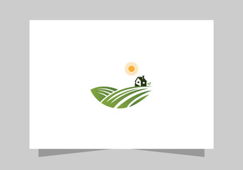 Agriculture and Farming Field, Eco-Friendly Plant icon, Green Farm Field logo vector design