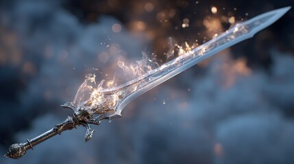 Burning fantasy sword