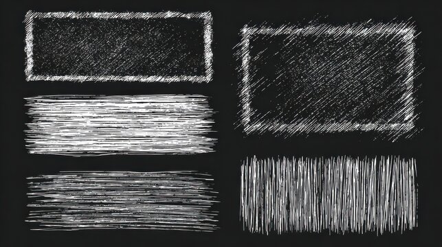 Hand drawn scribbled shapes on black background