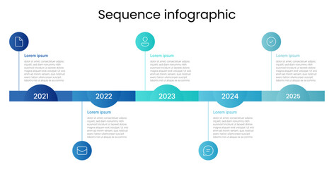 Flat design vector template showing a clear sequence of steps in a horizontal layout. Ideal for illustrating workflows, timelines, project phases, or instructional guides.