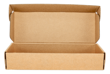 Empty open cardboard box on a white background. Package. Isolate paper boxes