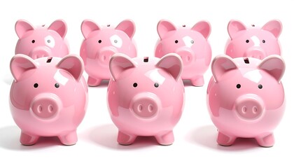 Pink Piggy Banks Savings Concept.