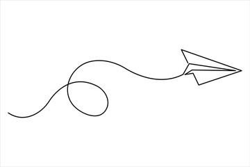 Fototapeta premium Continuous one line art drawing of paper plane. Air plane linear travel concept icon. paper plane line drawing vector illustration