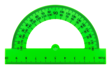 School ruler for measurements with degrees on a white background. School supplies