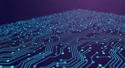 Abstract Circuit Board Network Glowing Blue Lines