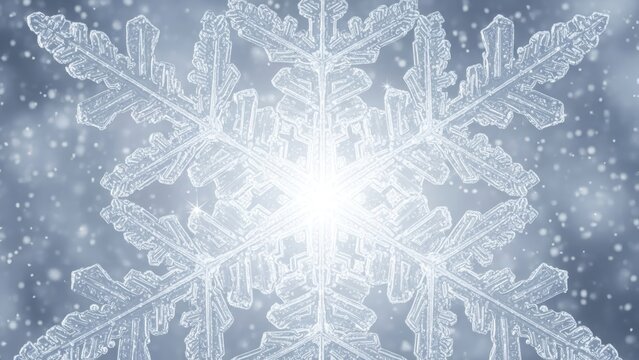 Intricate ice crystal snowflake on a magical winter background. - Powered by Adobe