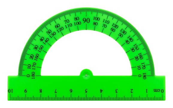 School ruler for measurements with degrees on a white background. School supplies
