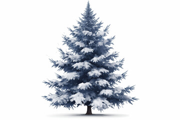 Fototapeta premium A dark blue Christmas tree covered with snow alone