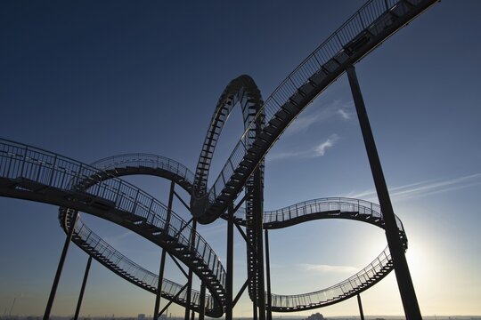 Landmark Tiger & Turtle Magic Mountain by Heike Mutter and Ulrich Genth, walk-in sculpture in the form of a rollercoaster, on the Heinrich-Hildebrand-H&ouml;he spoil tip, Angerpark, Duisburg, North Rhine-Westphalia, Germany