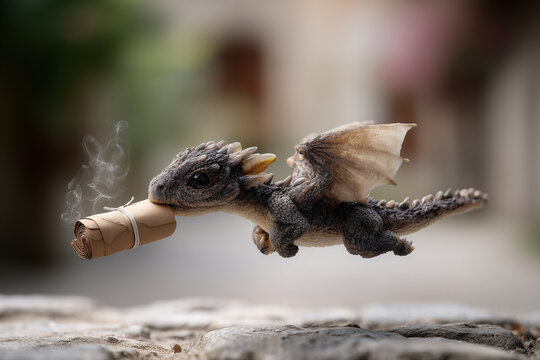 Kleiner Fantasy-Drache in nat&uuml;rlicher Umgebung
