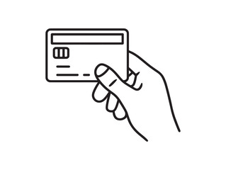 Credit card in a hand line icon 2D vector line art concept design illustration