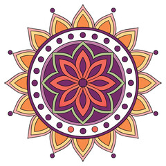 Bohemian Floral Mandala Design with Ethnic Indian Motifs