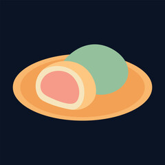 Mochi Dessert Illustration – Japanese Sweet Flat Food Vector