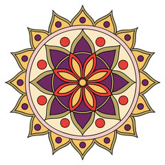 Colorful Lotus Flower Mandala Decorative Element for Invitations and Posters