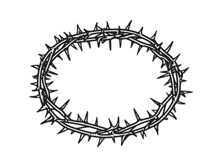 Crown of thorns icon 2D vector line art design in a clean minimalist style