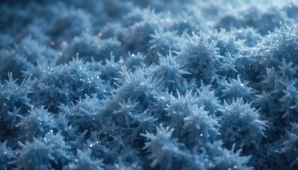 Stunning frost crystals sparkle in winter sunlight creating cool seasonal backgrounds