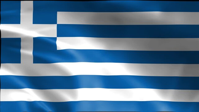 Greece flag cloth waving in wind animation isolated on black background