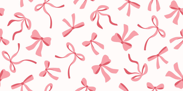 Coquette seamless pattern with pink bows and ribbons
Cute design for fabric, wrapping paper, textile