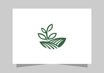 Agriculture and Farming Field, Eco-Friendly Plant icon, Green Farm Field logo vector design