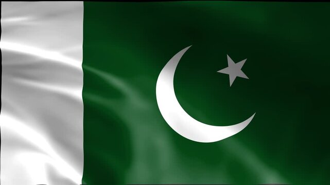 Pakistan flag cloth waving in wind animation isolated on black background