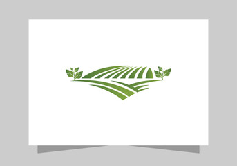 Agriculture and Farming Field, Eco-Friendly Plant icon, Green Farm Field logo vector design