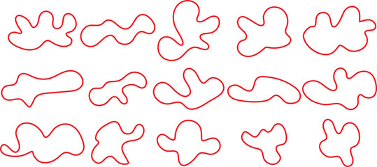 Abstract red irregular organic fluid shapes