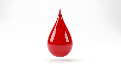 Obraz premium Vibrant red droplet with smooth gradient against bright white background perfect for medical concepts and design projects needing a splash of color