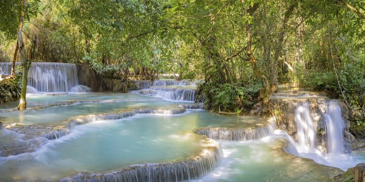 Kuang Si waterfalls in the jungle near Luang Phabang, Luang Prabang, Laos