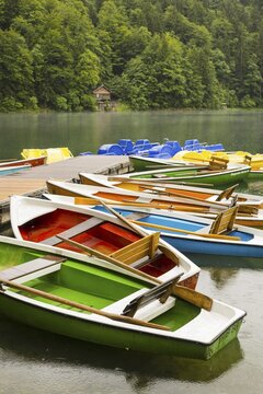 Rowing boats, Freibergsee, near Oberstdorf, Allg&auml;u, Bavaria, Germany