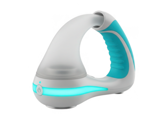 Modern ergonomic handheld device isolated on transparent background for massage and relaxation