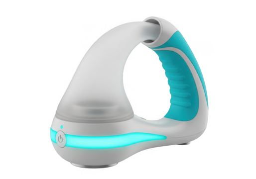 Modern ergonomic handheld device isolated on transparent background for massage and relaxation