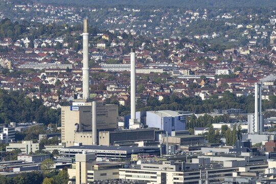 View of the EnBW incineration plant, combined heat and power plant, Stuttgart, Baden-W&uuml;rttemberg, Germany