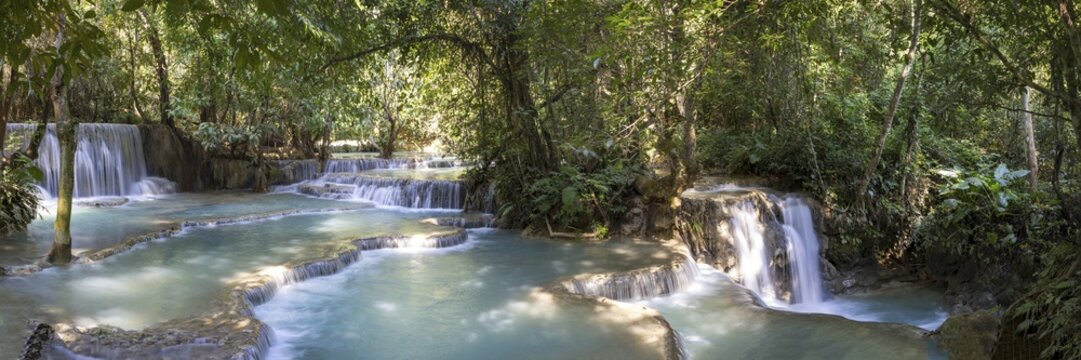 Kuang Si waterfalls in the jungle near Luang Phabang, Luang Prabang, Laos