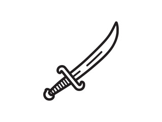 Flat icon of cutlass pirate sword 2D vector line art perfect for modern branding