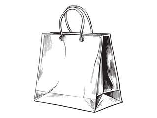 Hand drawn beautiful shopping bag vector 2D line art perfect for creative projects