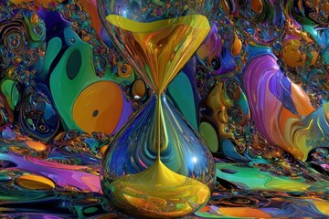 Abstract Hourglass With Vibrant Colors And Geometric Shapes