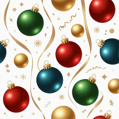Seamless pattern with colorful christmas ornament bauble