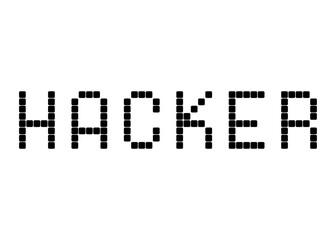 Hacker, pixel digital vector font
Vector font word on a white background