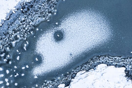 Snow structure on frozen fjord, ice, face, Lofoten, Norway