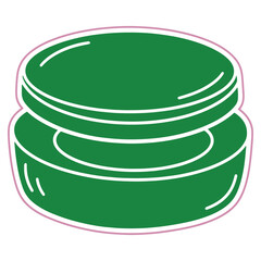 Green cosmetic cream jar illustration for skincare routine and beauty product promotion perfect for advertising and website graphics