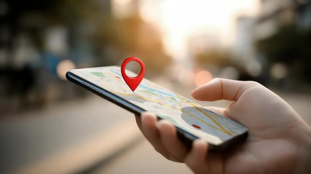 Smartphone with map, 3D Map pins, GPS, navigator pin checking points, 3D World Map icon, technology and application mobile smart phone with mobile, delivery tracking, transportation, generate by AI