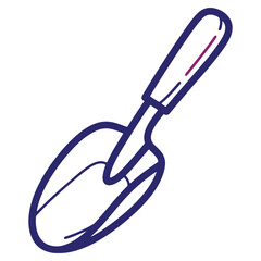 Hand Drawn Garden Trowel Tool Illustration for Planting and Gardening Activities and Equipment on a White Background