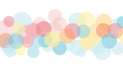 Abstract soft-focus pastel colored bokeh circles with translucent overlay effect on white background, minimalist and gentle design for creative projects