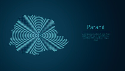 Parana state of Brazil. Map contour with abstract circular line pattern